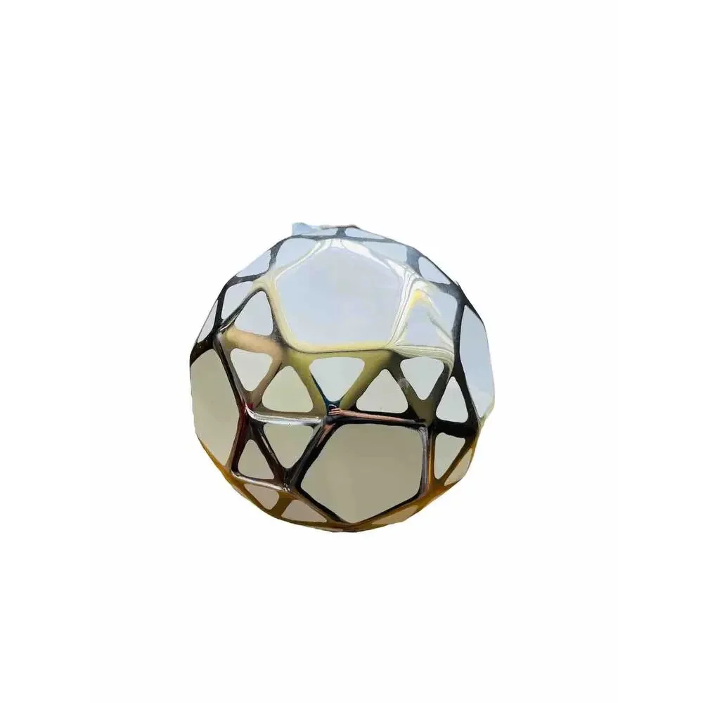 Decorative Ceramic Orb White With Silver Accents Home Decor 5.5 In Art